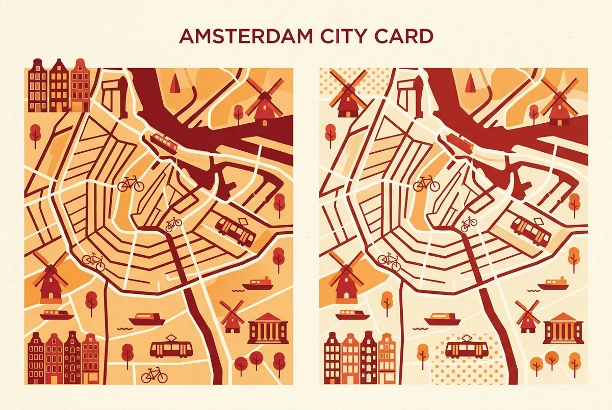 Simple infographic comparing what the i amsterdam city card covers against the separately booked Anne Frank House ticket, generic labels only, amsterdam pass anne frank house